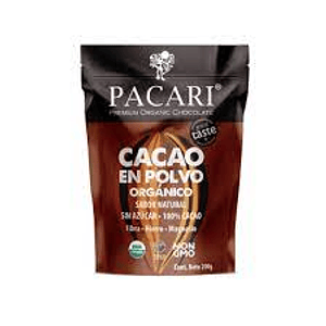 Chocolate Cacao polvo 200gr Orgánico Pacari