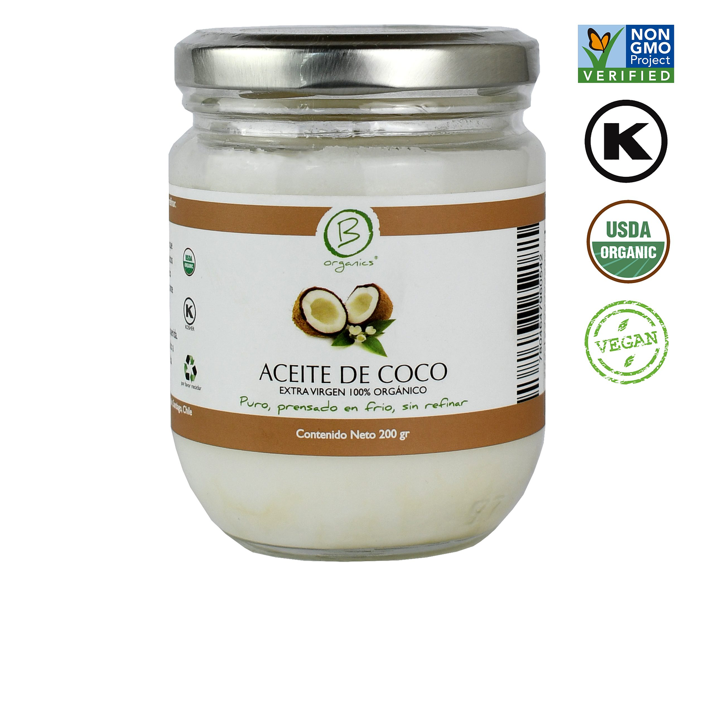 B Organics - Aceite de coco Organico 200ml 1