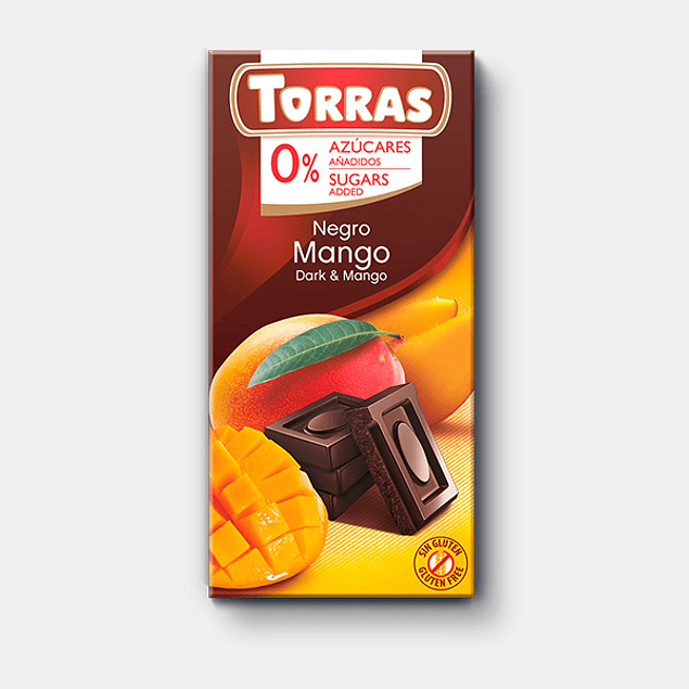 Chocolate Negro y mango 90% sin azucar Torras