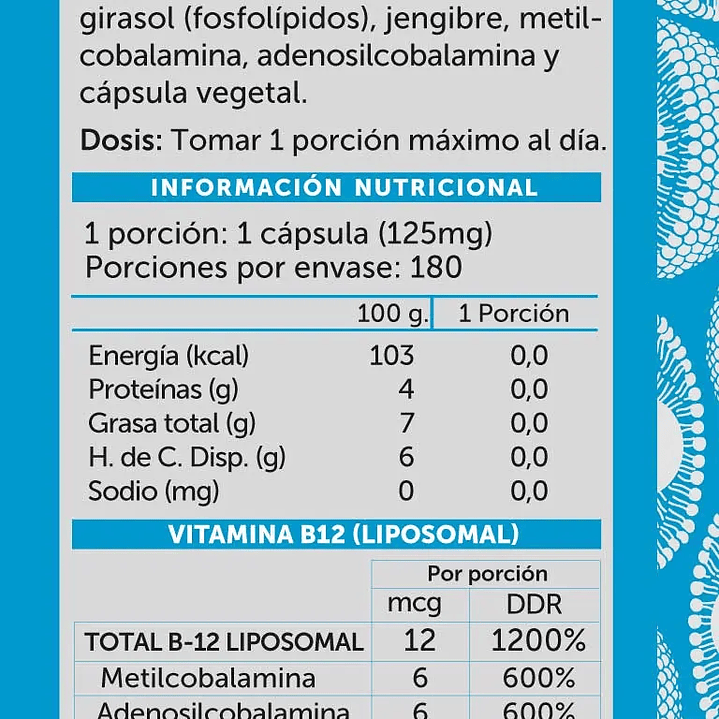 Vitamina B12 Plus Liposomal 180 caps Wellplus 2