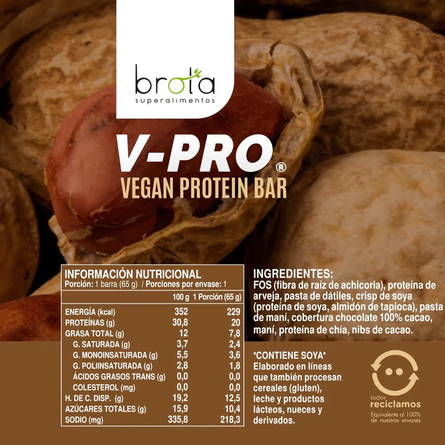 V-Pro Cacao Protein Powder 650gr Vegan Sprouts 2
