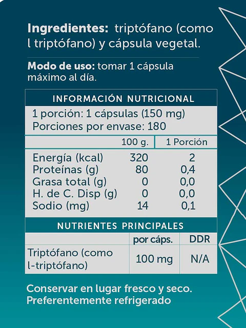 L-Triptofano Pure 180 cápsulas Wellplus