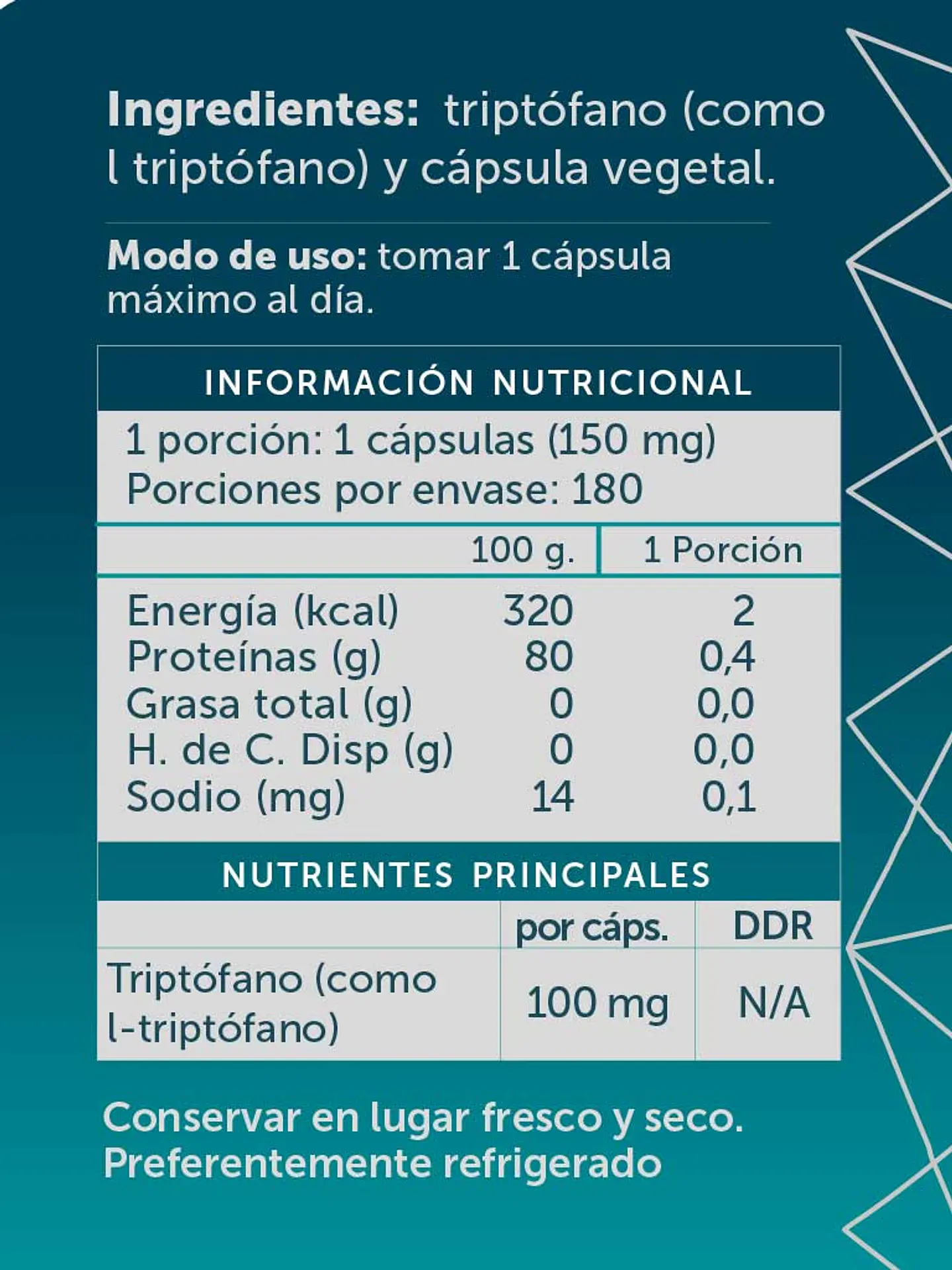 L-Triptofano Pure 180 cápsulas Wellplus 2