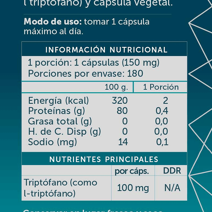 L-Triptofano Pure 180 cápsulas Wellplus 2