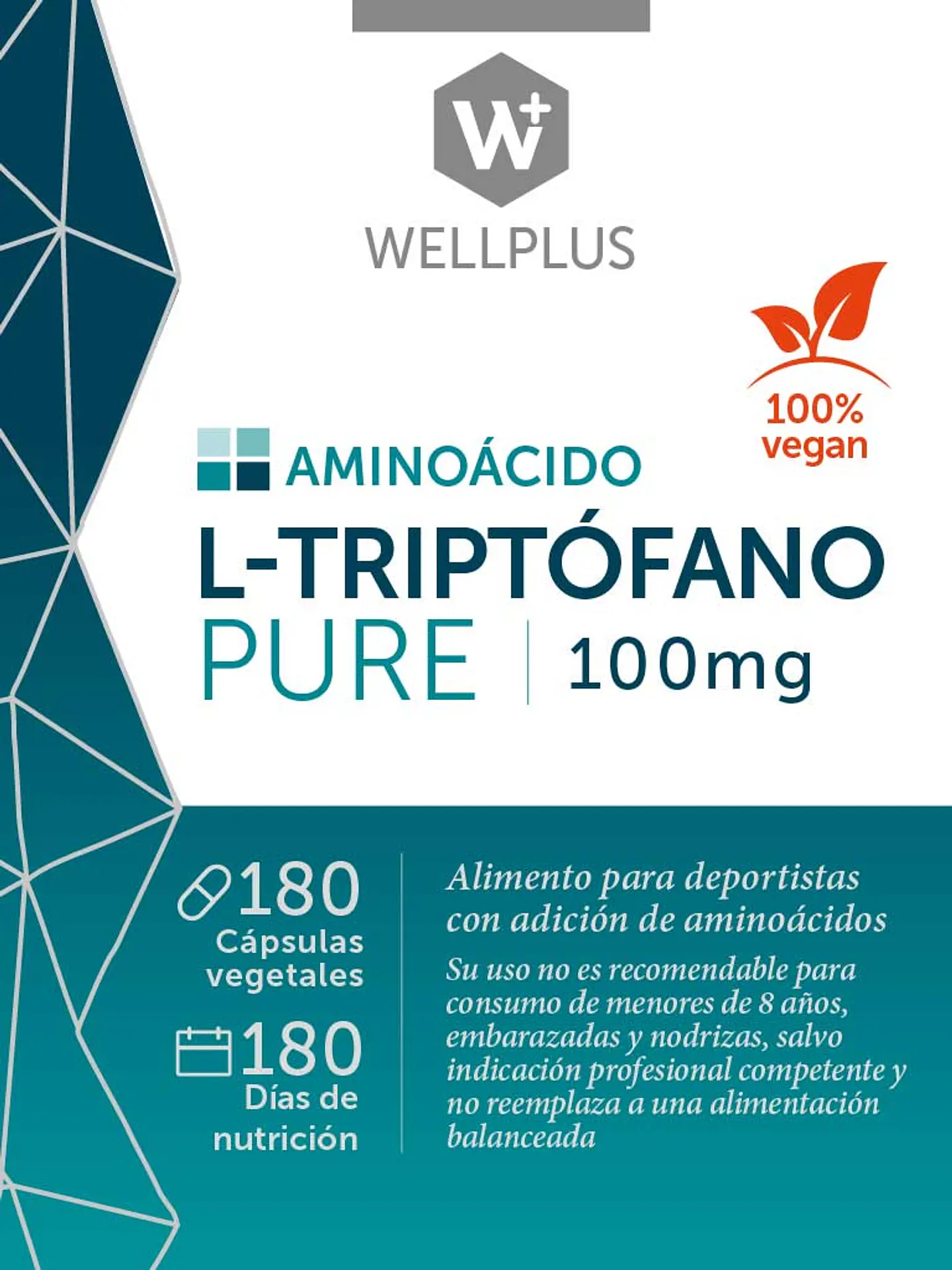 L-Triptofano Pure 180 cápsulas Wellplus 1