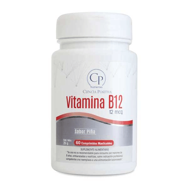 Vitamina B12 masticable sabor piña 60 comprimidos Ciencia Positiva
