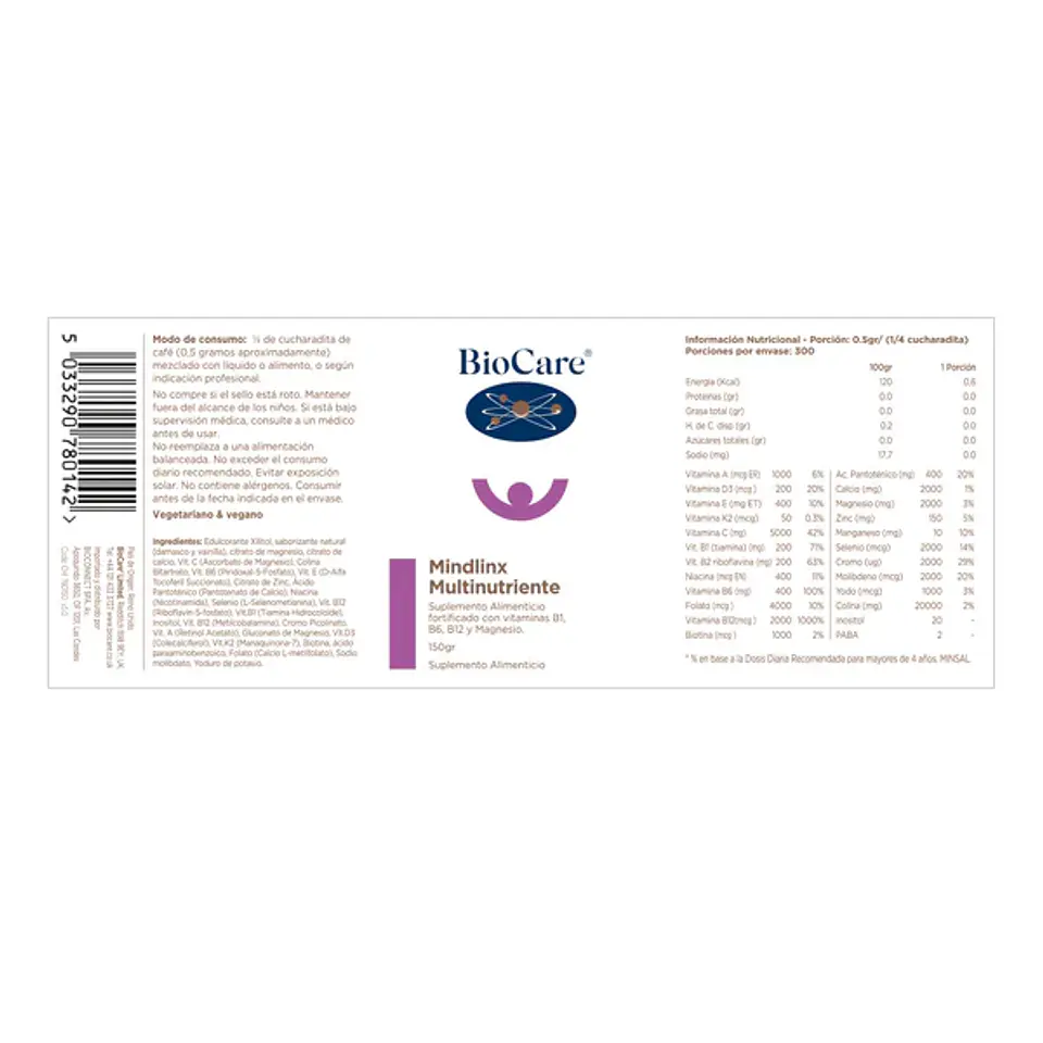  Mindlinx Multinutriente en polvo 150 g Biocare 3