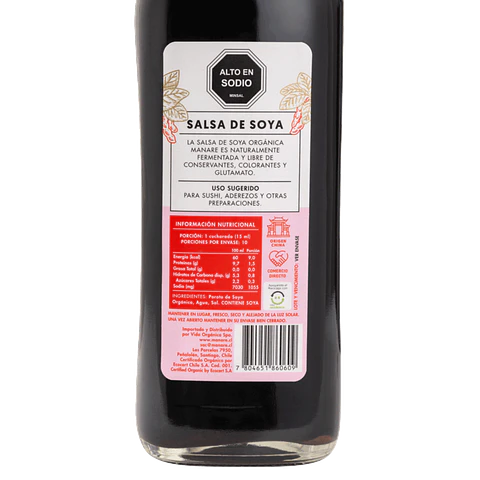 Salsa de soya orgánica sin gluten 150 ml Manare