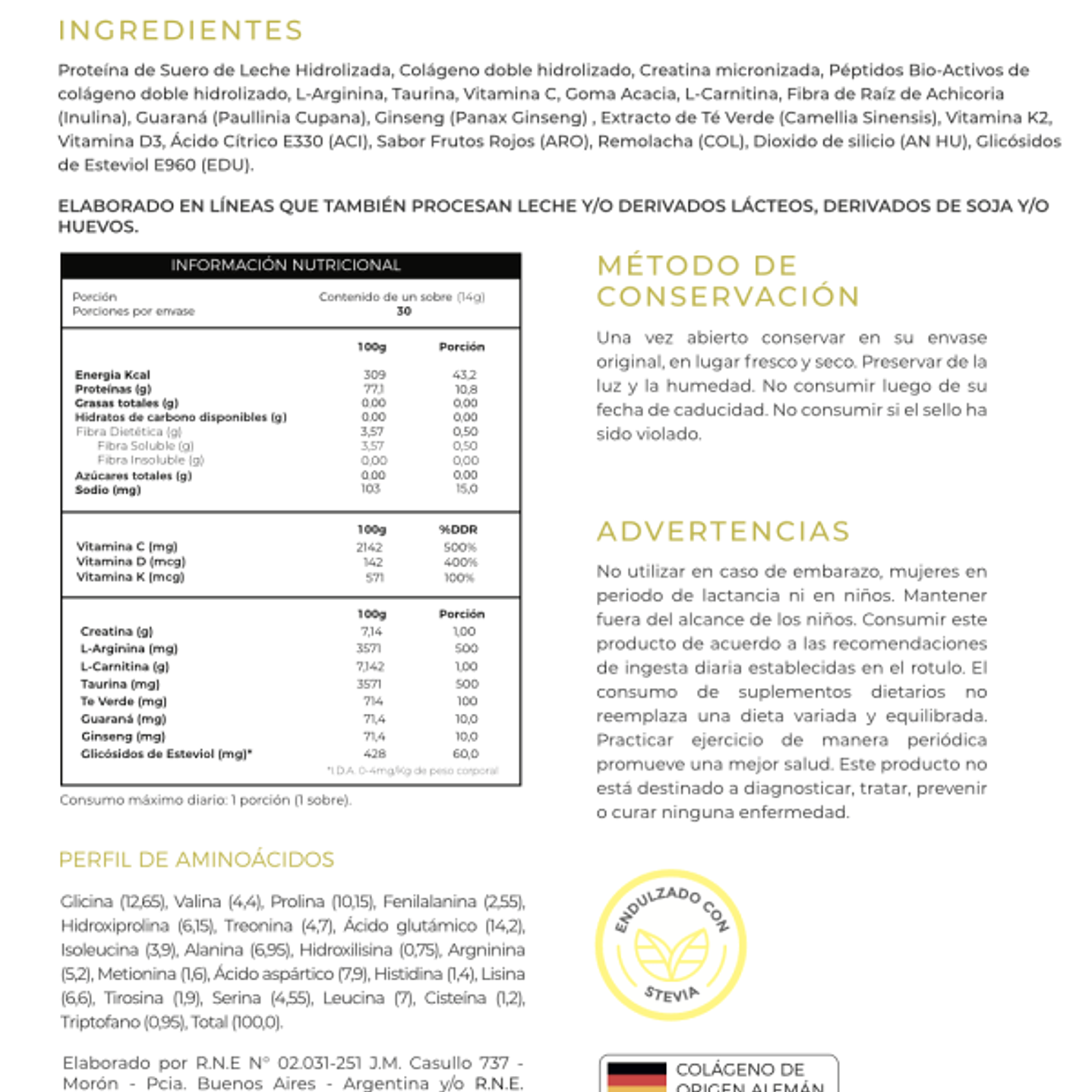 Colágeno Hidrolizado Proteínas + Vitaminas 435g Giovegen 2