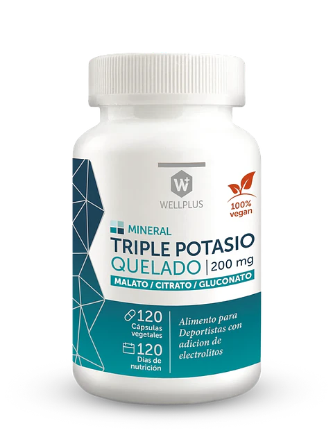 Triple Potasio Quelado 120 cápsulas Wellplus