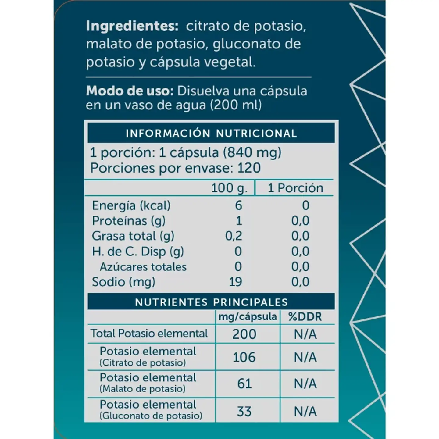 Triple Potasio Quelado 120 cápsulas Wellplus 2