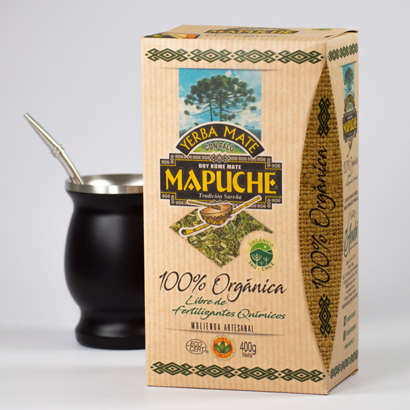 Mapuche - Yerba mate Organica con palo 400g 1