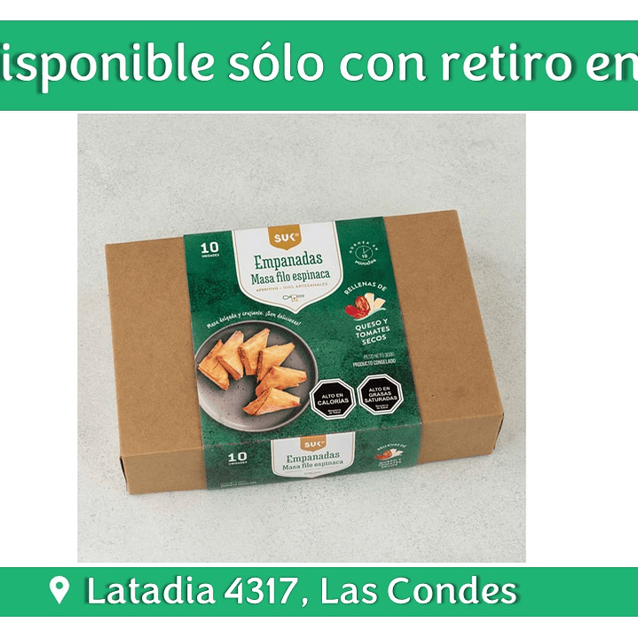 Empanadas cocktail espinaca, queso y tomates secos (10 uds) 