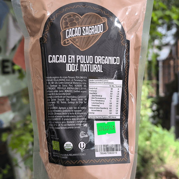 Cacao en Polvo Orgánico 453g Cacao Sagrado 2