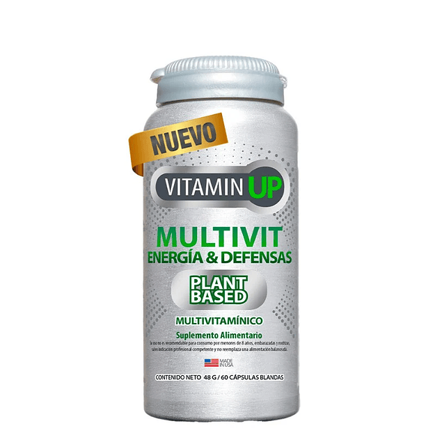 Vitamin UP Multivit Energía y Defensas Vegano, 60 Caps. Newscience