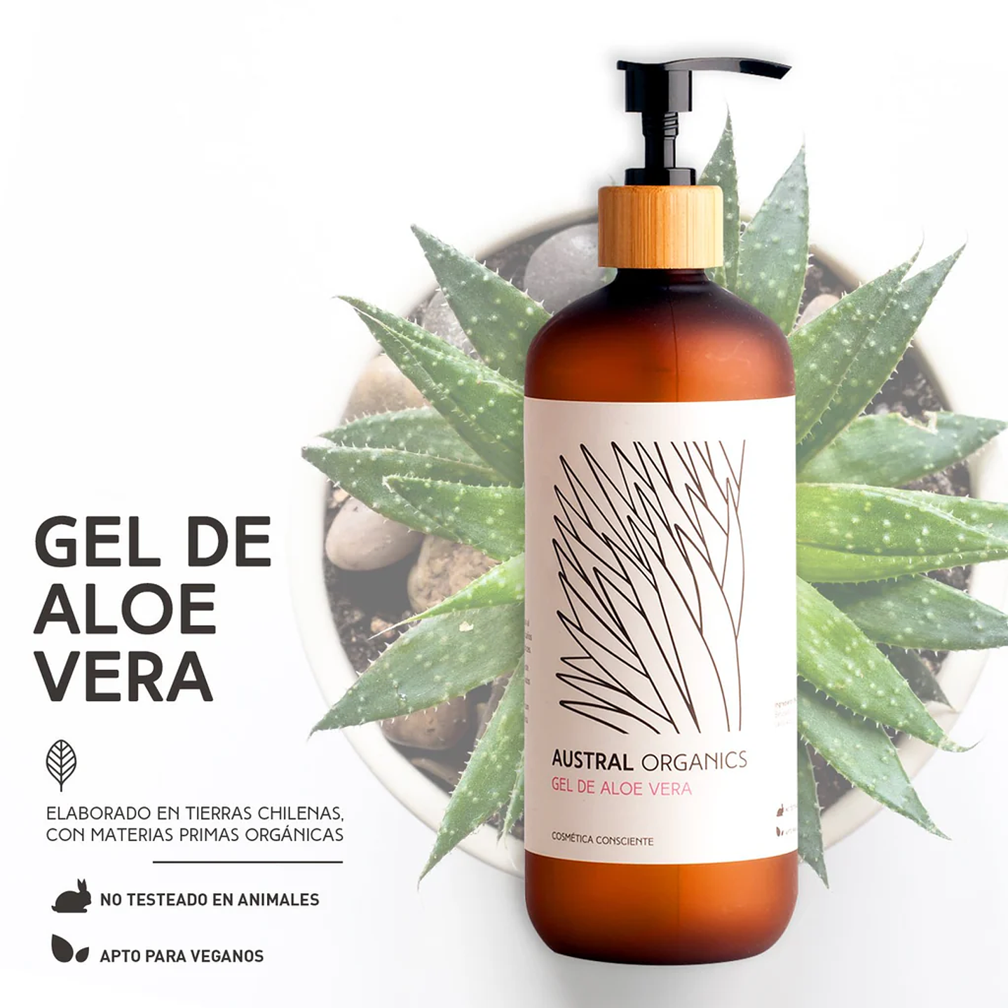 Gel de Aloe vera 250ml Austral Organics  1