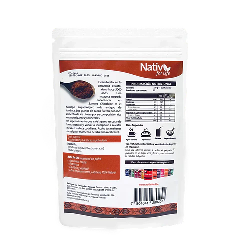 Cacao en polvo 100g Nativ for life 