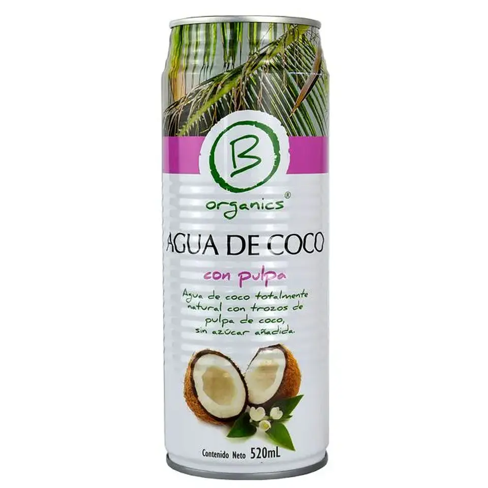 B Organics - Agua de Coco con Pulpa 520ml  1