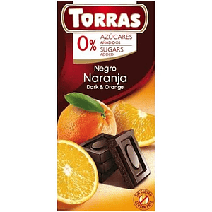 Chocolate Negro y Naranja sin azucar Torras 75grs