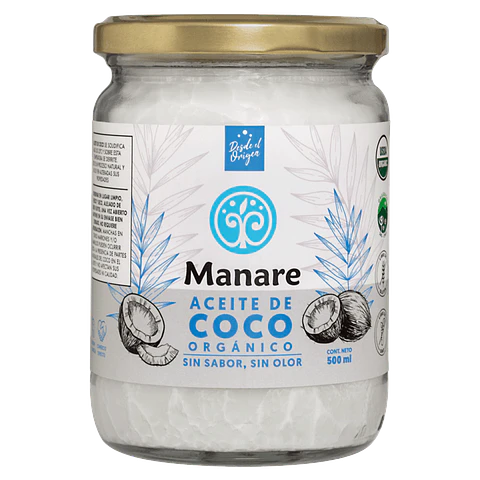 Manare - Aceite de Coco Orgánico Sin Sabor Sin Olor 500ml
