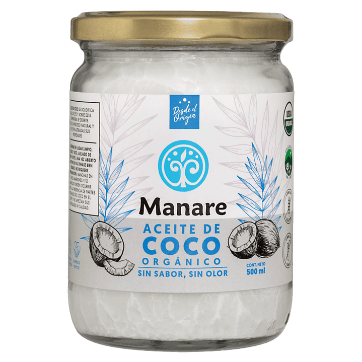Manare - Aceite de Coco Orgánico Sin Sabor Sin Olor 500ml 1