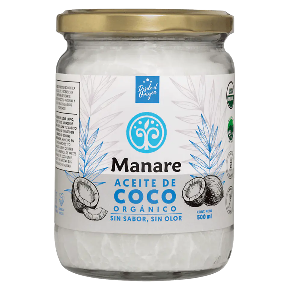 Manare - Aceite de Coco Orgánico Sin Sabor Sin Olor 500ml 1