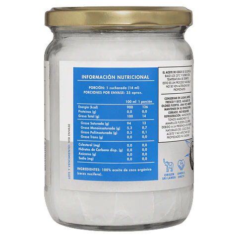 Manare - Aceite de Coco Orgánico Sin Sabor Sin Olor 500ml