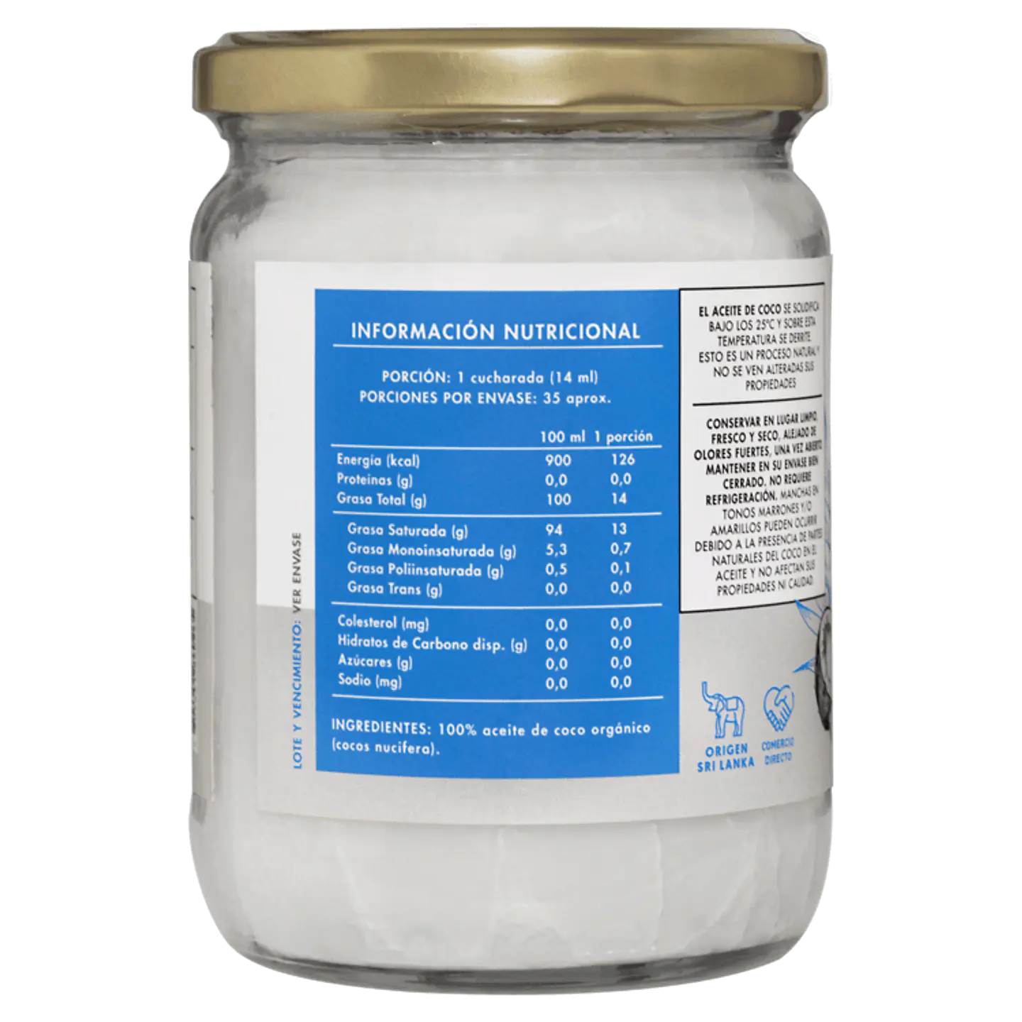 Manare - Aceite de Coco Orgánico Sin Sabor Sin Olor 500ml 2