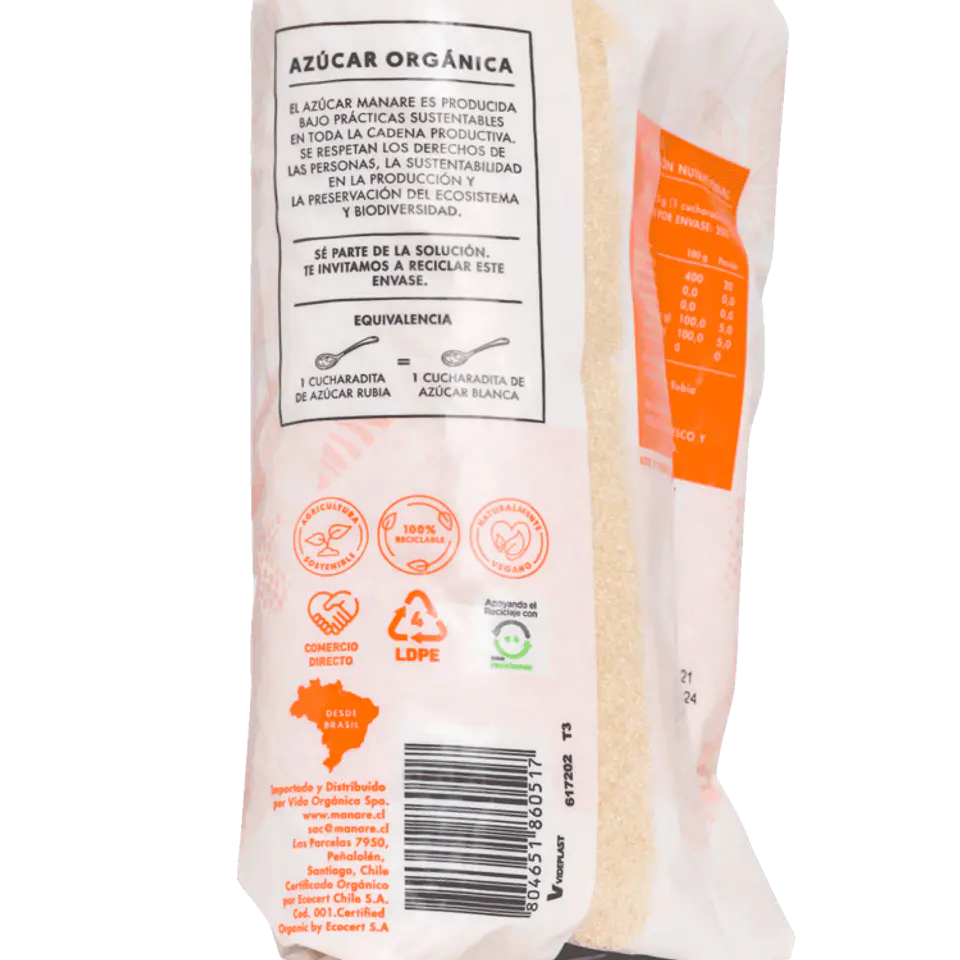 Manare - Azúcar Rubia Orgánica 1kg 2