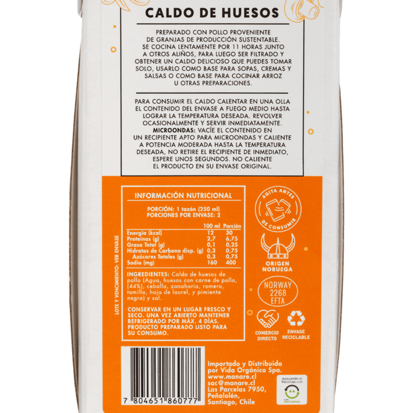 Manare - Caldo de Huesos de Pollo 500ml 2