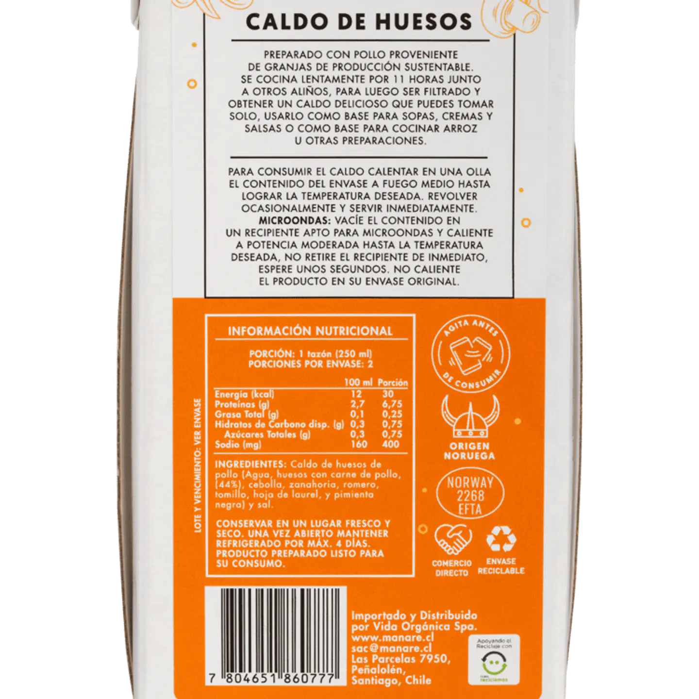 Manare - Caldo de Huesos de Pollo 500ml 2