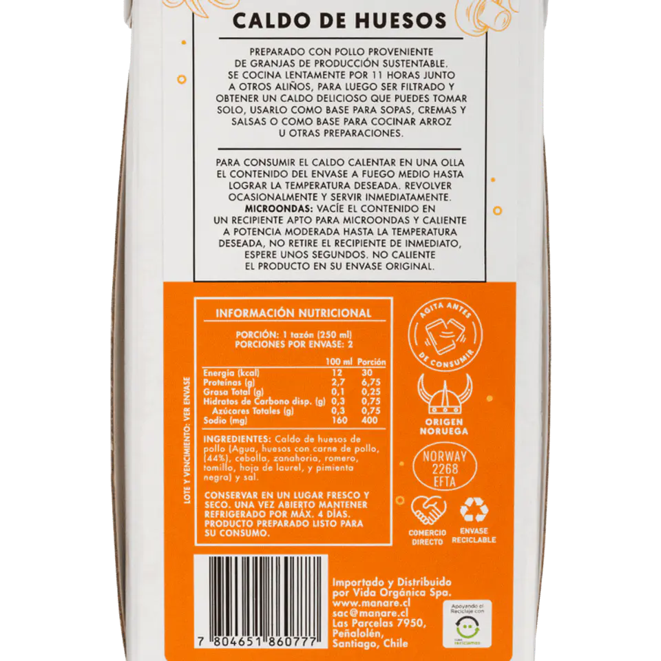 Manare - Caldo de Huesos de Pollo 500ml 2