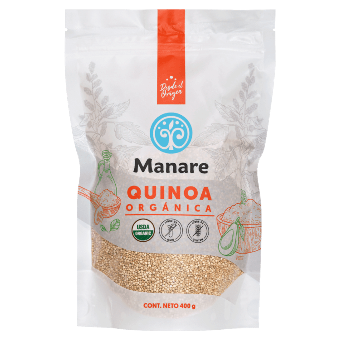 Manare - Quinoa Blanca Orgánica 400g 1