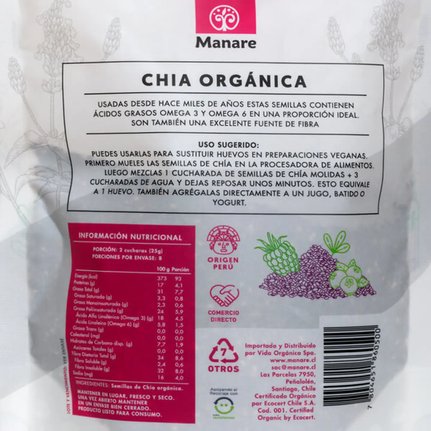 Manare - Semillas de Chía Orgánica 200g 2