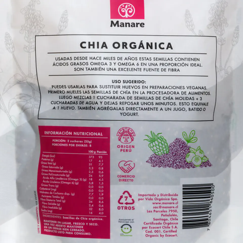 Manare - Semillas de Chía Orgánica 200g 2