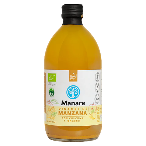 Manare - Vinagre de Manzana con Cúrcuma y Jengibre 500ml