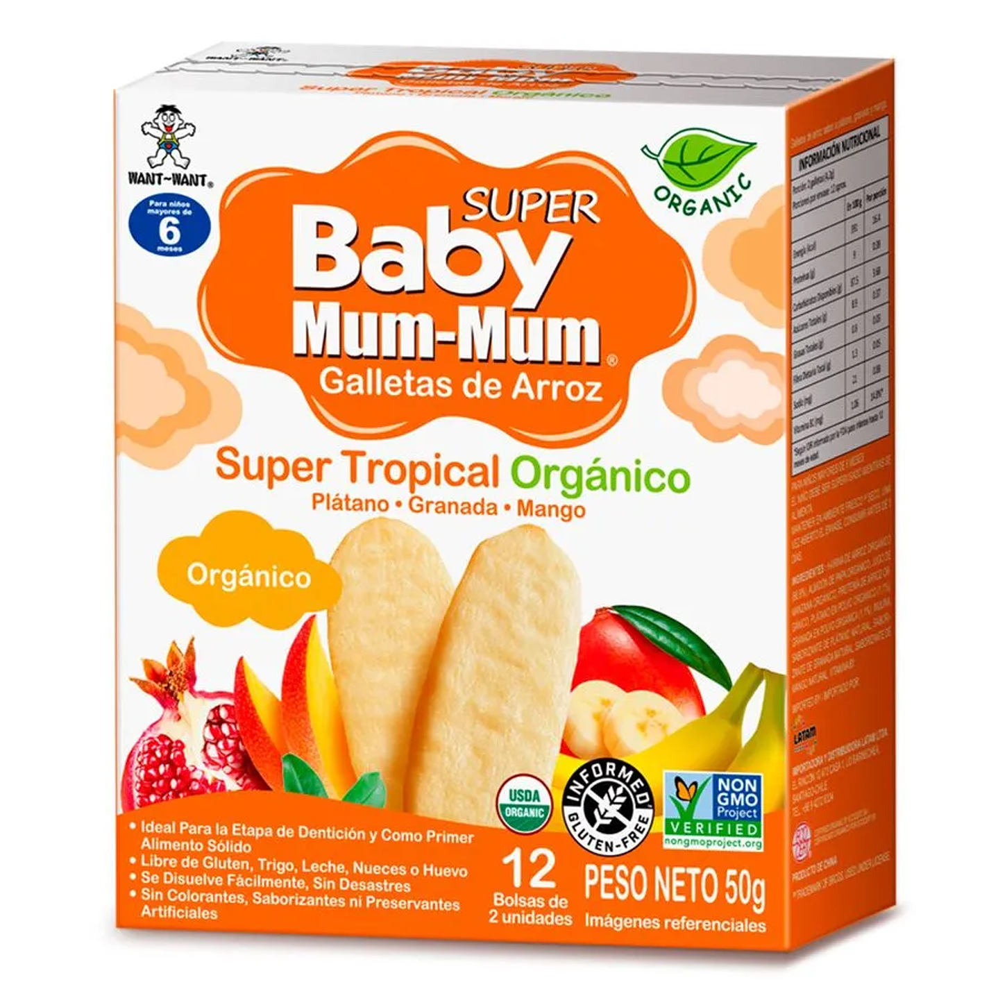 Baby Mum - Galleta de Arroz Organica sabor Tropical 50grs 1