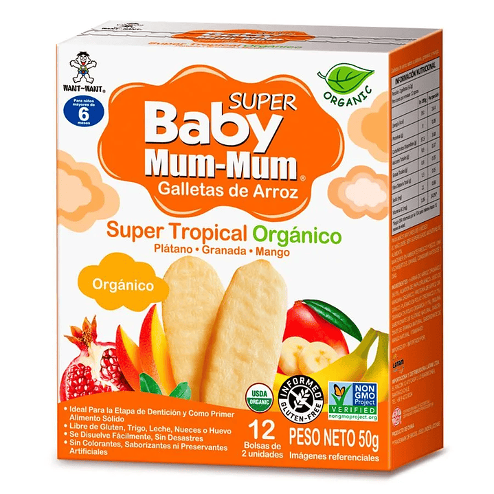 Baby Mum - Galleta de Arroz Organica sabor Tropical 50grs 1