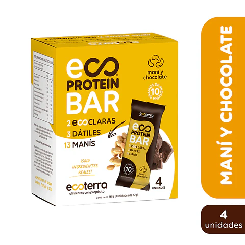 Caja barra Barra maní y chocolate 4 unidades EcoTerra 