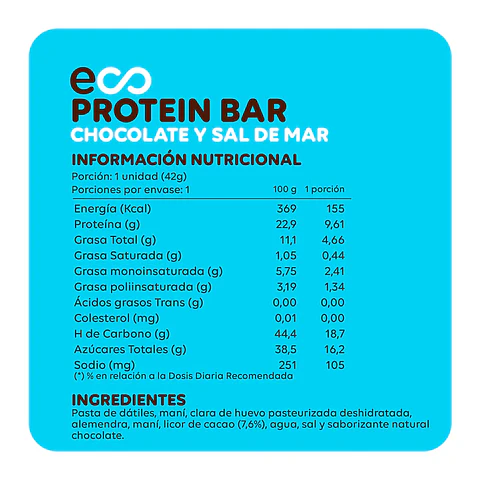 Barra chocolate y sal de mar 42g EcoTerra 