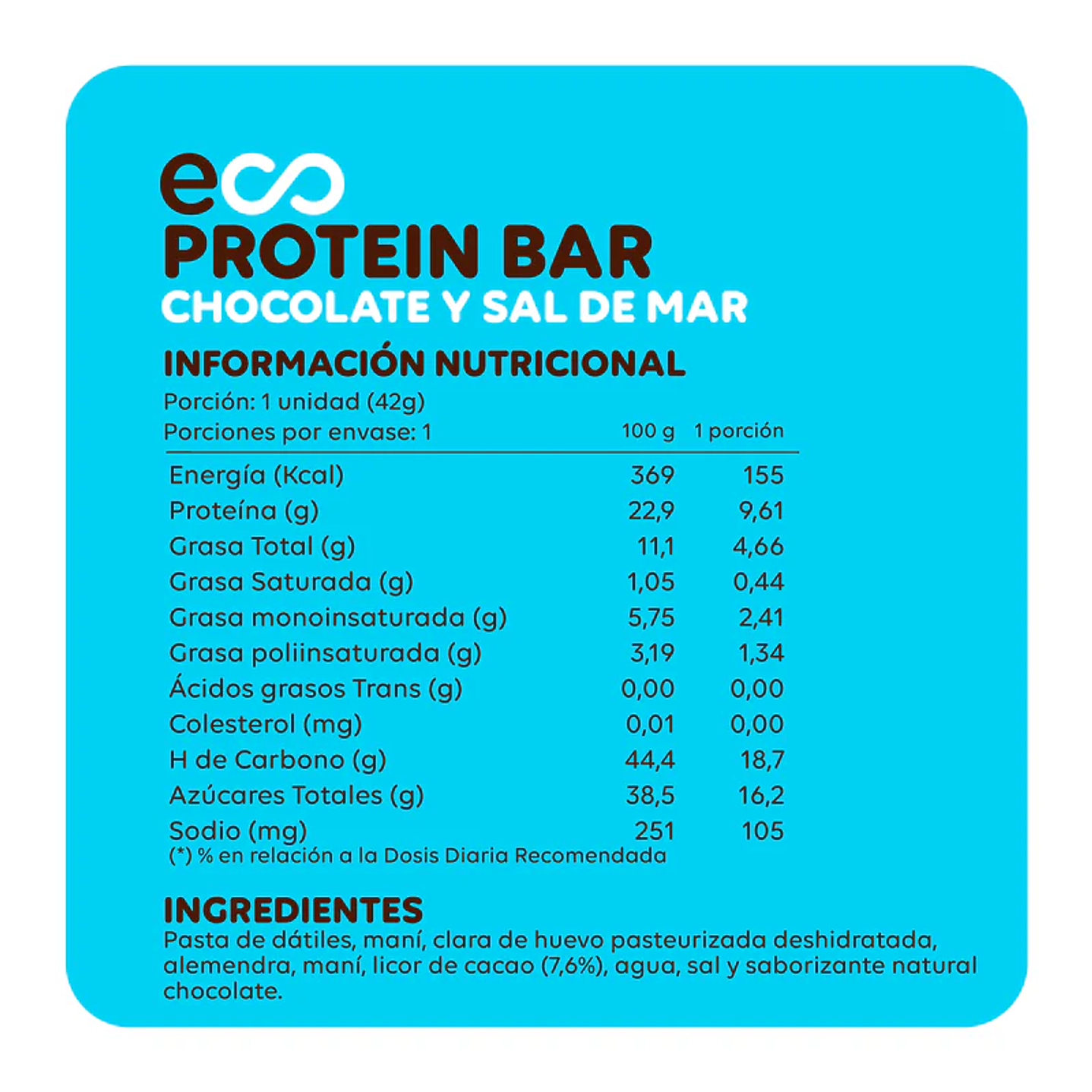 Barra chocolate y sal de mar 42g EcoTerra  2