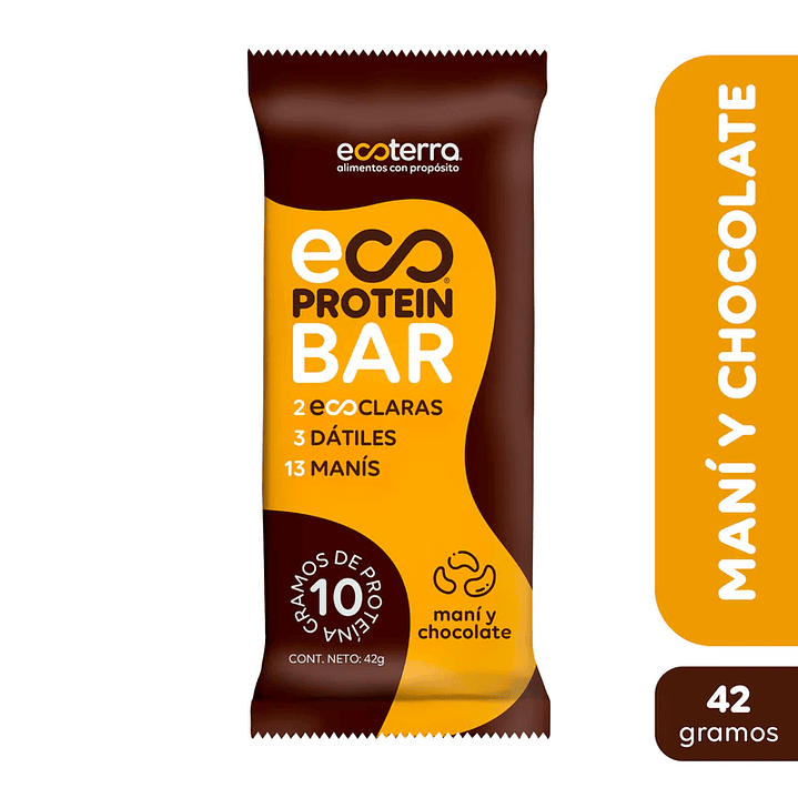 EcoTerra - Barra maní y chocolate 42g  1
