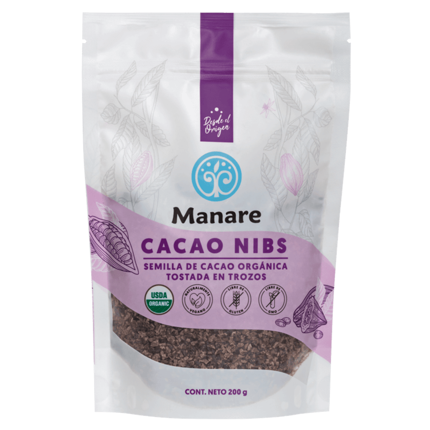 Cacao Nibs Organico 200grs Manare 1