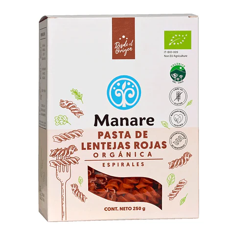 Espirales de lentejas rojas 250g Manare