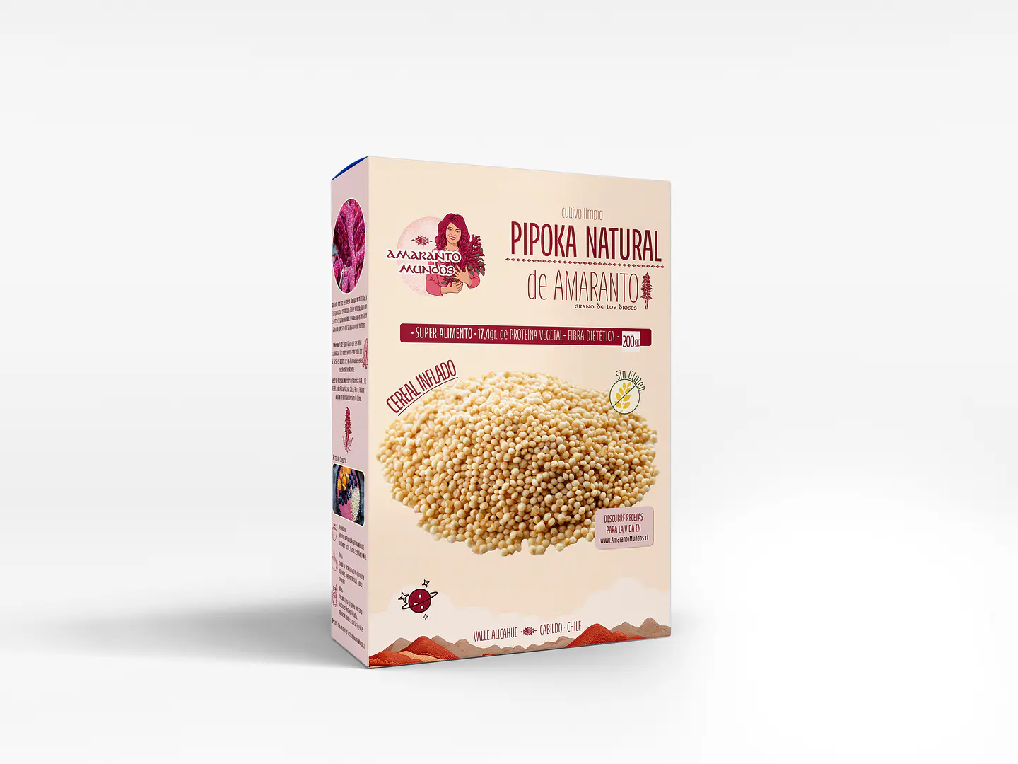 Pipoka de amaranto natural 200gr - Amaranto Mundos  1