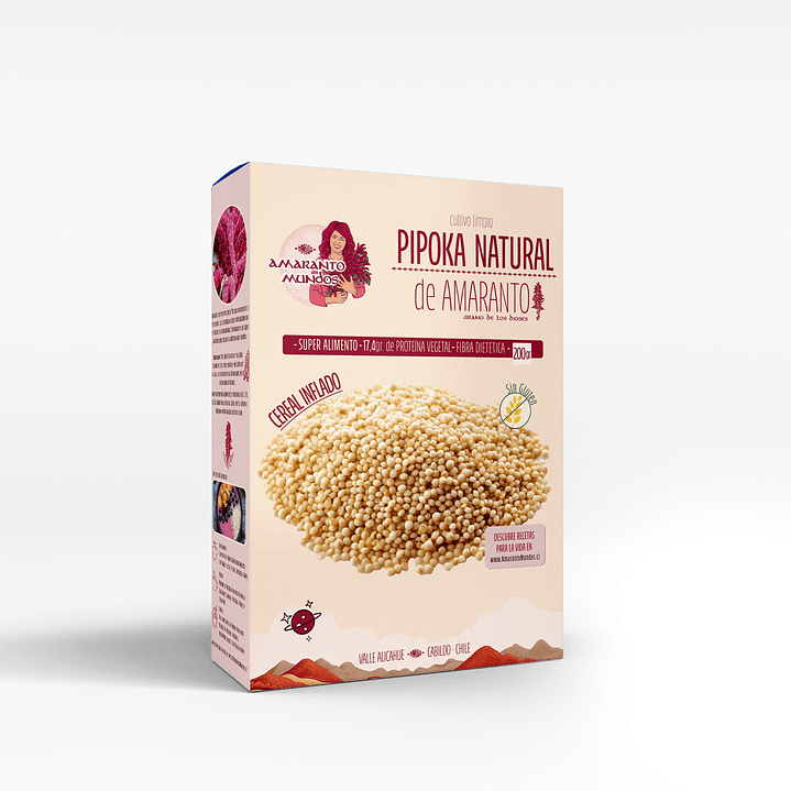 Pipoka de amaranto natural 200gr - Amaranto Mundos  1