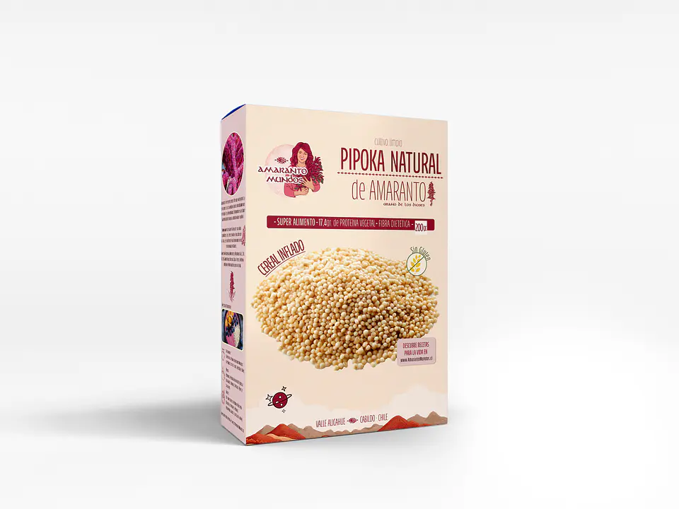 Pipoka de amaranto natural 200gr - Amaranto Mundos  1