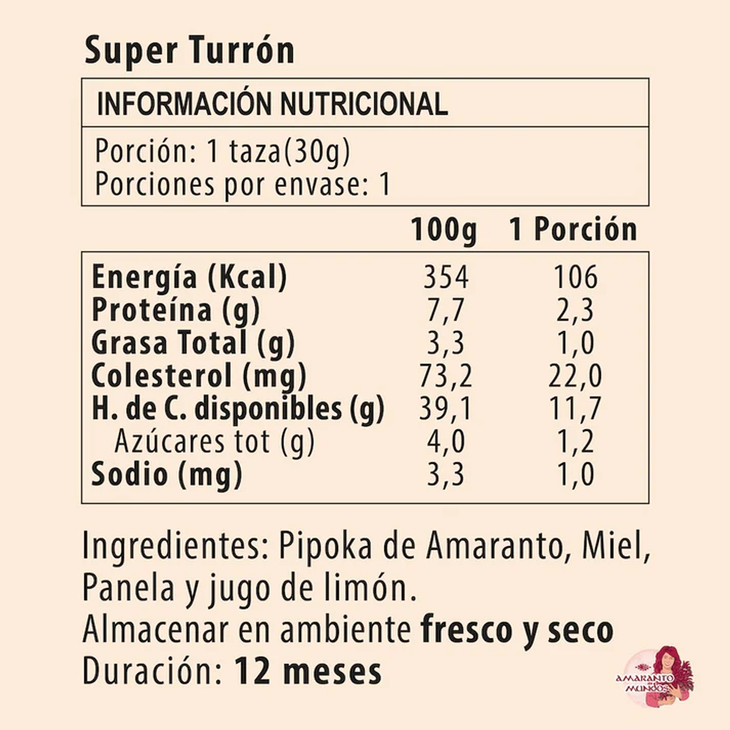Amaranto Mundos - Super turrón Amaranto 30gr 2