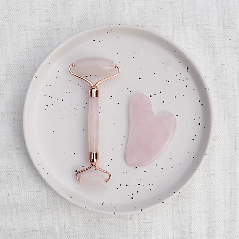 Austral Organics - Set Facial Roller + Guasha Cuarzo Rosa 
