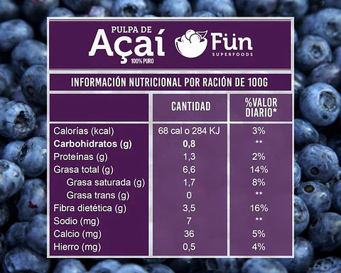 Fun - Pulpa de Acai unidad 100g  "Producto Congelado solo disponible para retiro en tienda"